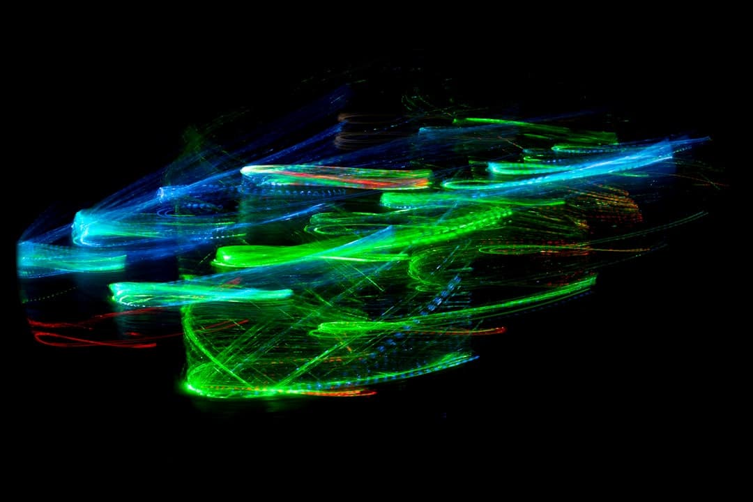 Abstract light trails representing dynamic multi-channel motion